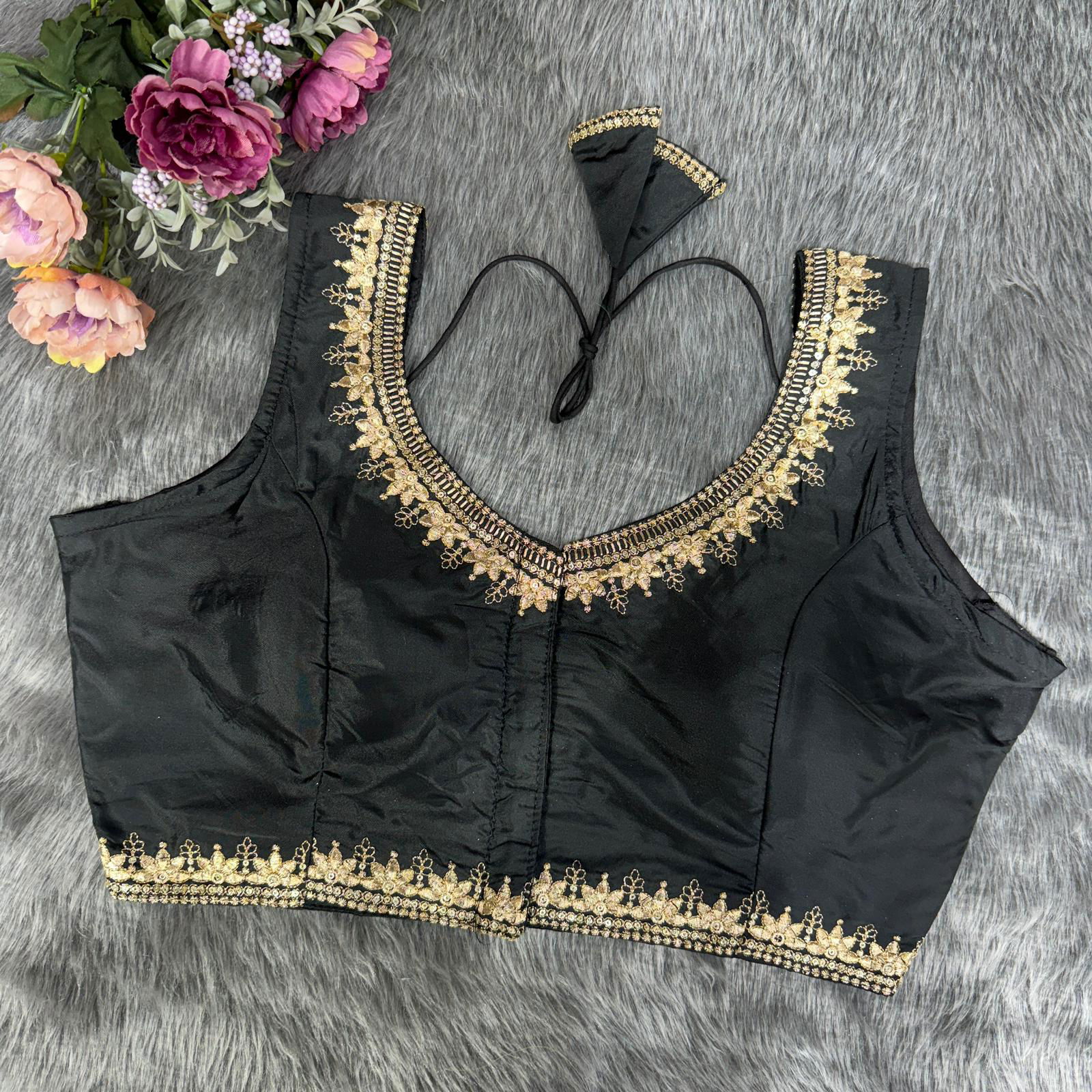 Rk Blouse Embroidery Work Sleeveless Party Wear Blouse Wholesale Market In Surat
